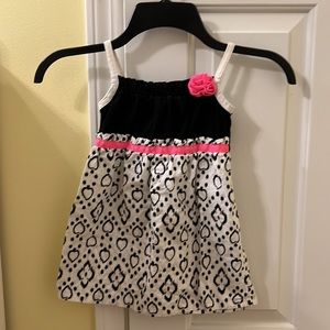 Heathtex Girls Black, white, and pink dress, size 24 months